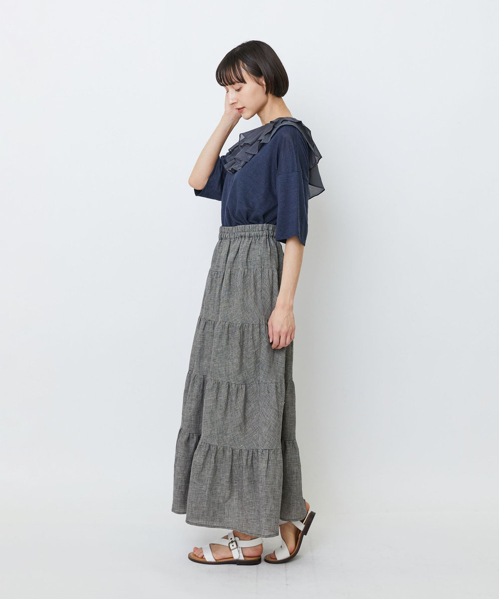 LOISIR 【MTサイズ有り】イージーティアードスカート チェック