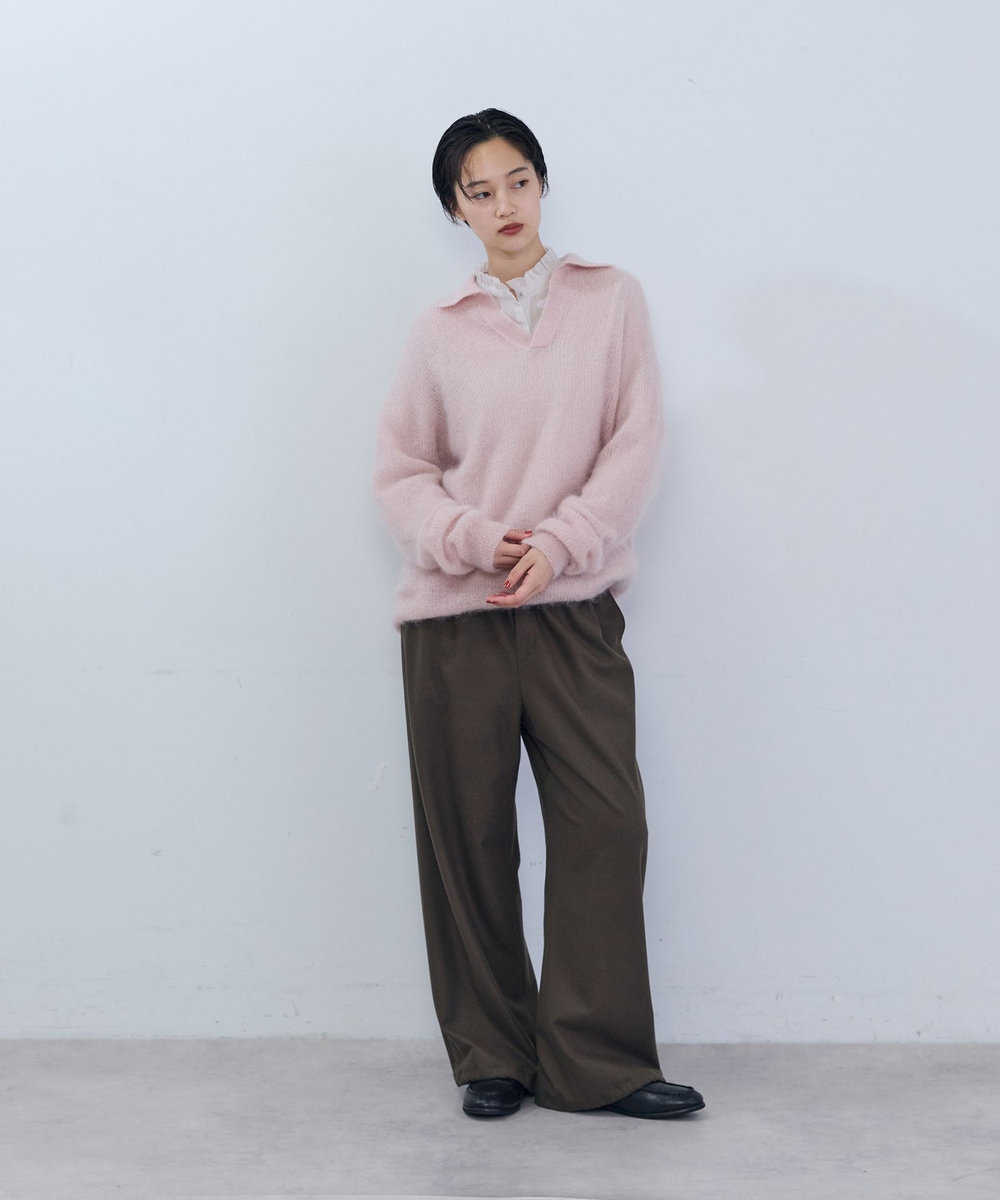 ADIEU TRISTESSE 《石上美津江さんコラボ》キッドモヘア片畦ポロニット ピンク
