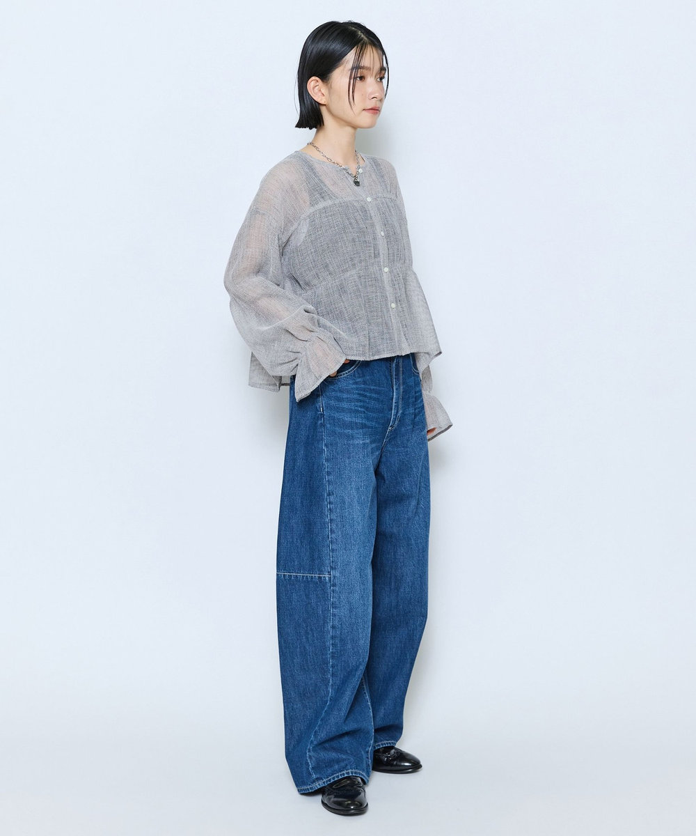 feerique feerique メランジカラミシャーリングブラウス グレー