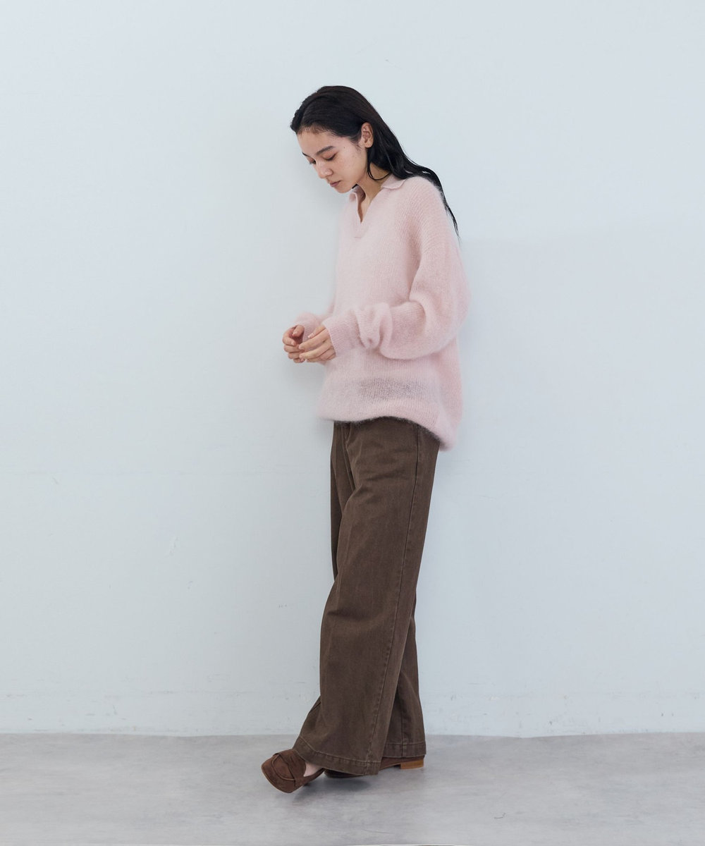 ADIEU TRISTESSE 《石上美津江さんコラボ》キッドモヘア片畦ポロニット ピンク