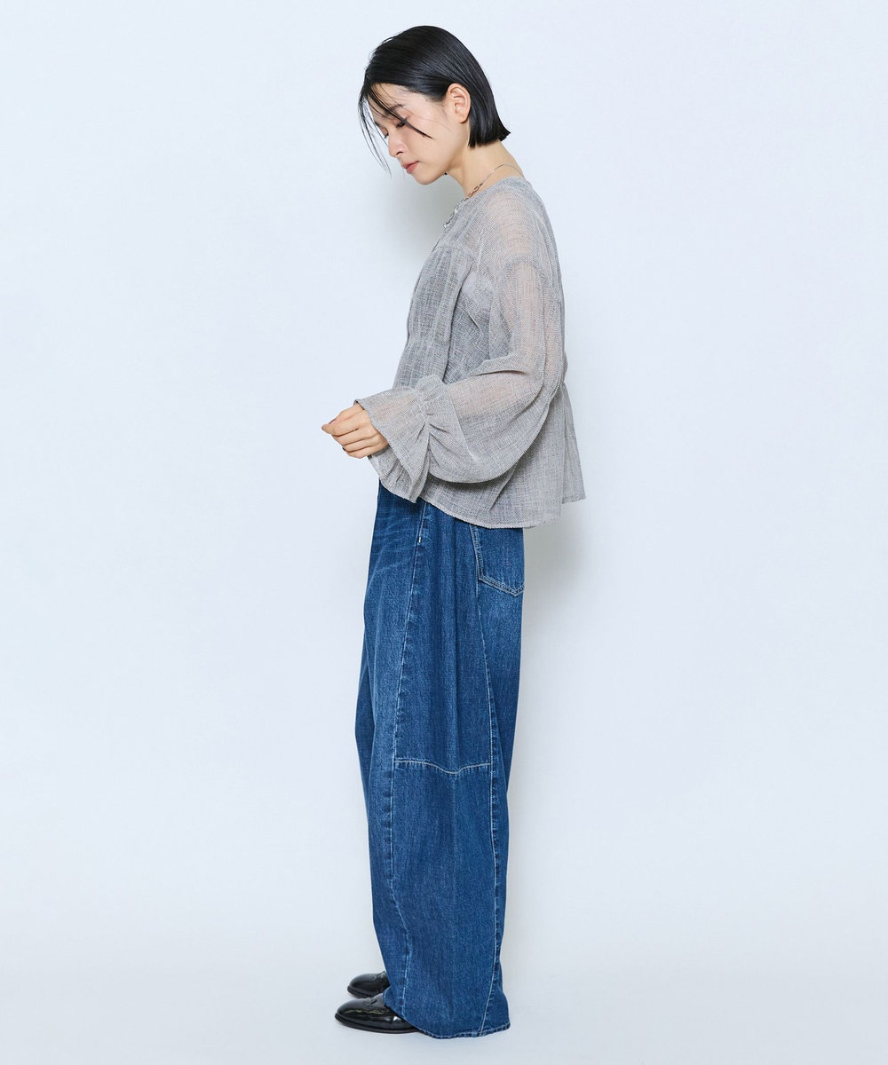 feerique feerique メランジカラミシャーリングブラウス グレー