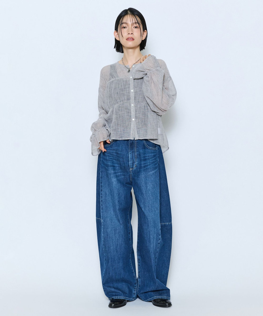 feerique feerique メランジカラミシャーリングブラウス グレー