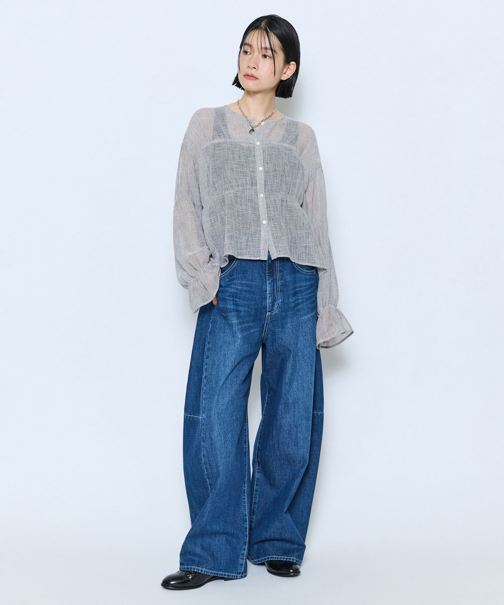 feerique feerique メランジカラミシャーリングブラウス グレー