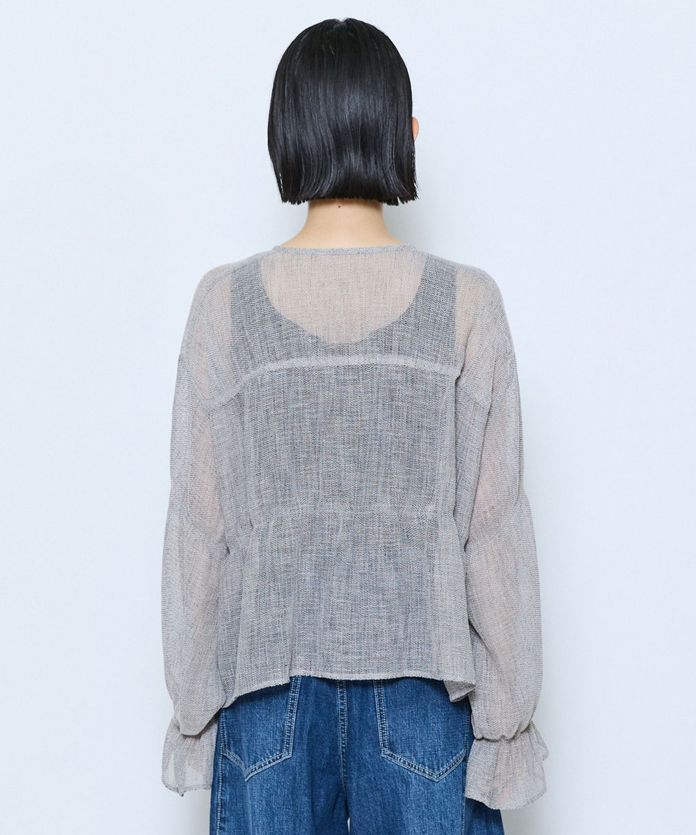 feerique feerique メランジカラミシャーリングブラウス グレー