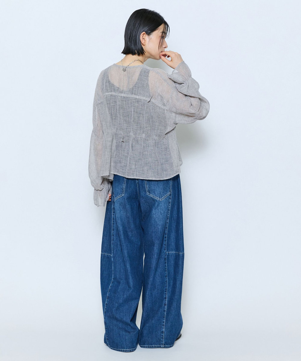 feerique feerique メランジカラミシャーリングブラウス グレー