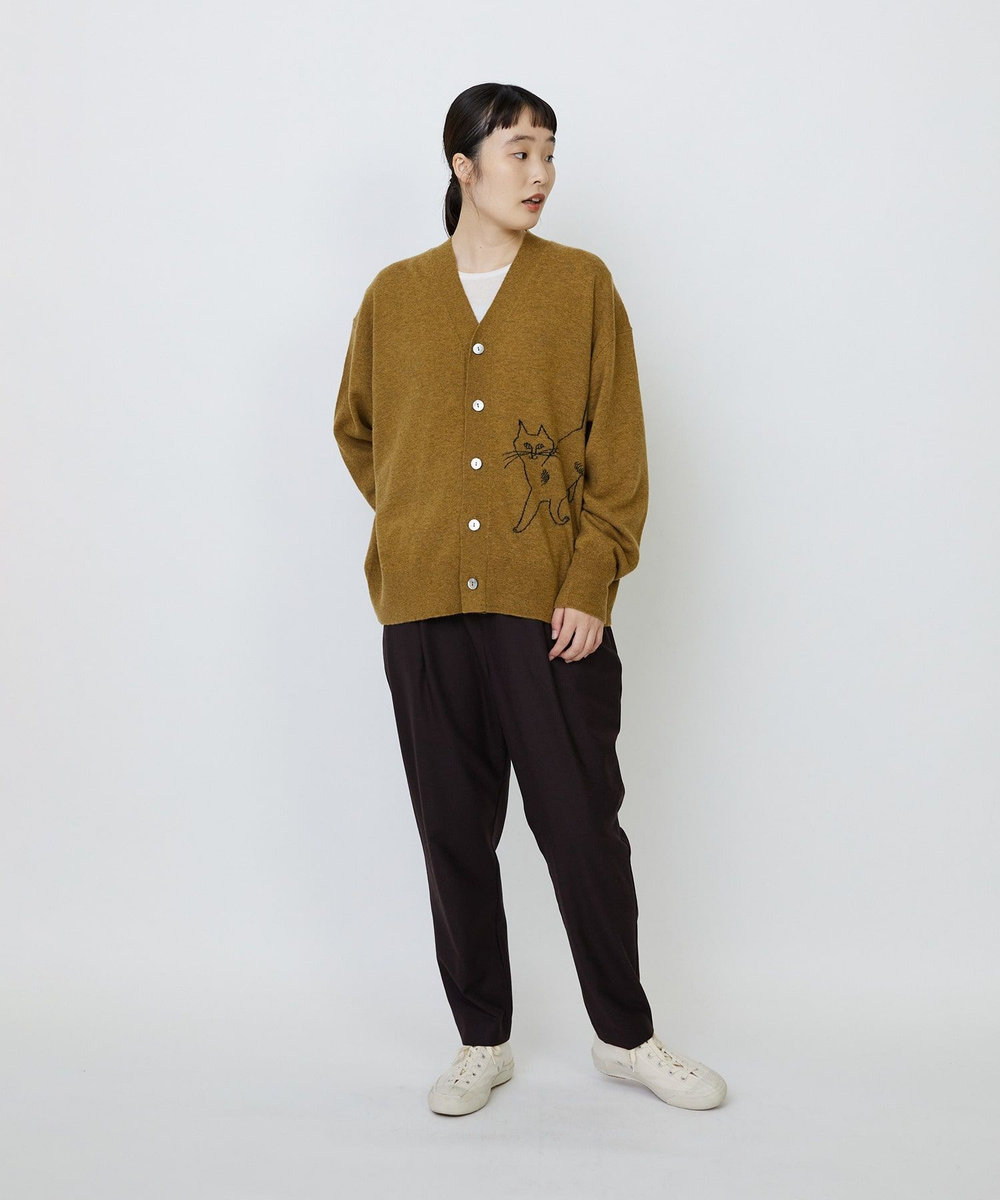 LOISIR 【EC限定・アーティストコラボ】LOISIR×TORANEKOBONBONインターシャニットカーディガン マスタード