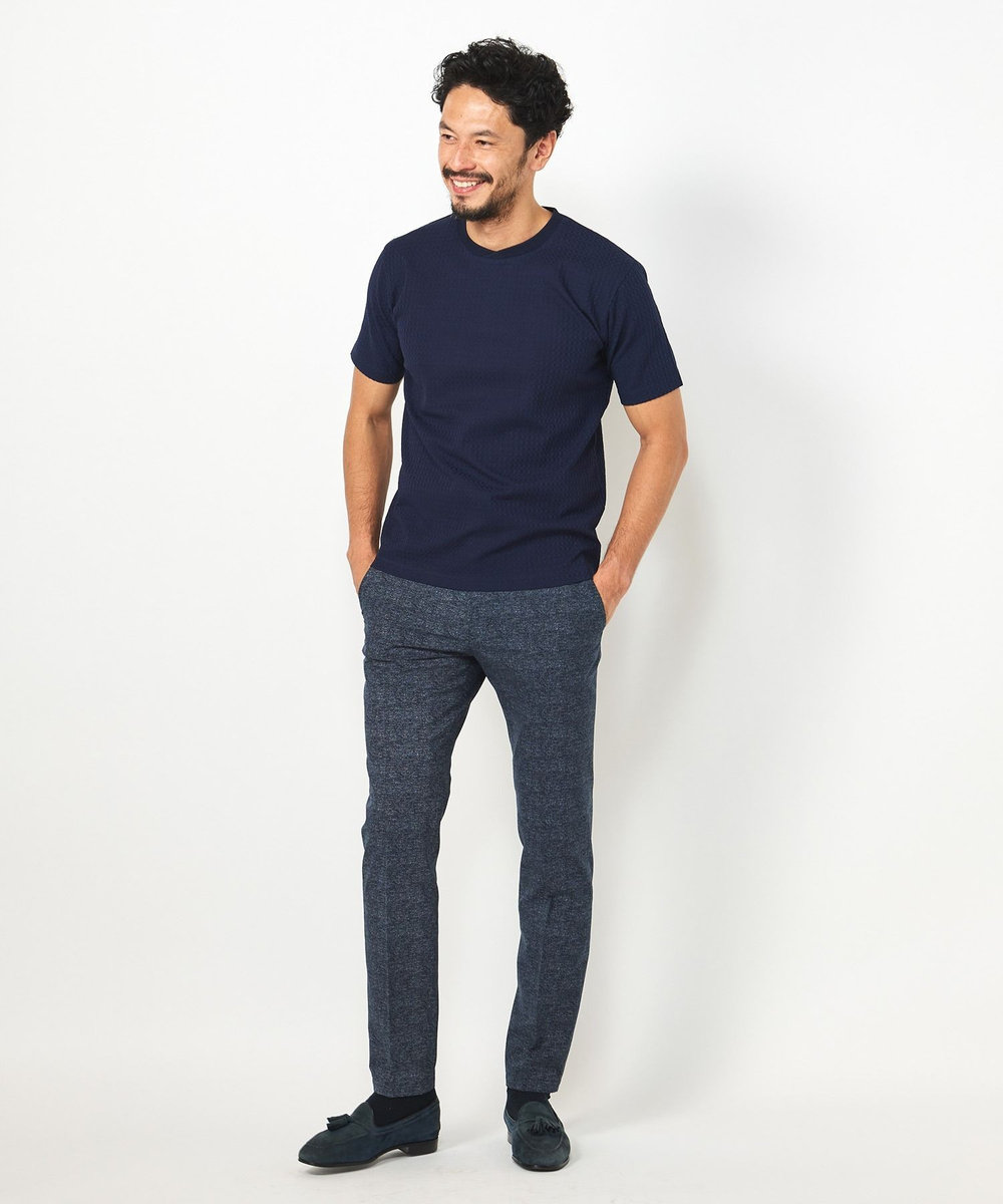 MEN'S BIGI リンクスジャカード半袖カットソー ネイビー