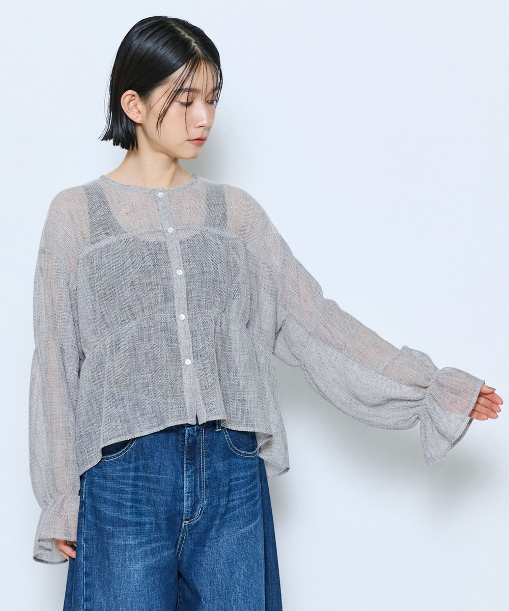 feerique feerique メランジカラミシャーリングブラウス グレー