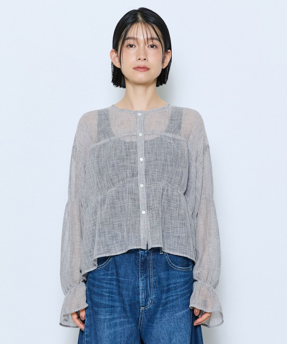 feerique feerique メランジカラミシャーリングブラウス グレー