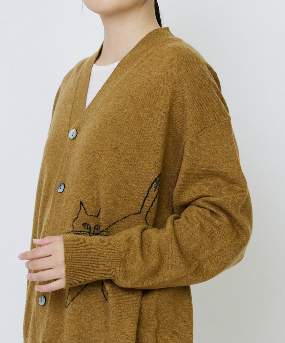 LOISIR 【EC限定・アーティストコラボ】LOISIR×TORANEKOBONBONインターシャニットカーディガン マスタード