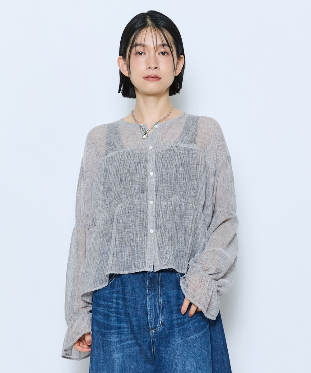feerique feerique メランジカラミシャーリングブラウス グレー