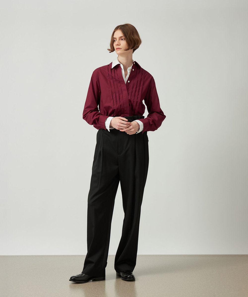 DÉPAREILLÉ WOOL GABARDINE WAIST BELT PANTS / ウールギャバジンウエストベルトパンツ ブラック