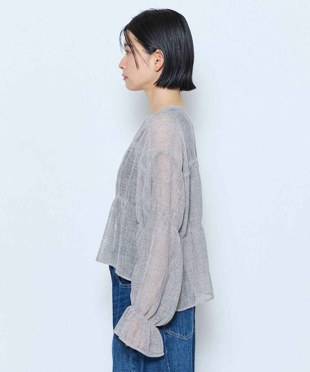 feerique feerique メランジカラミシャーリングブラウス グレー