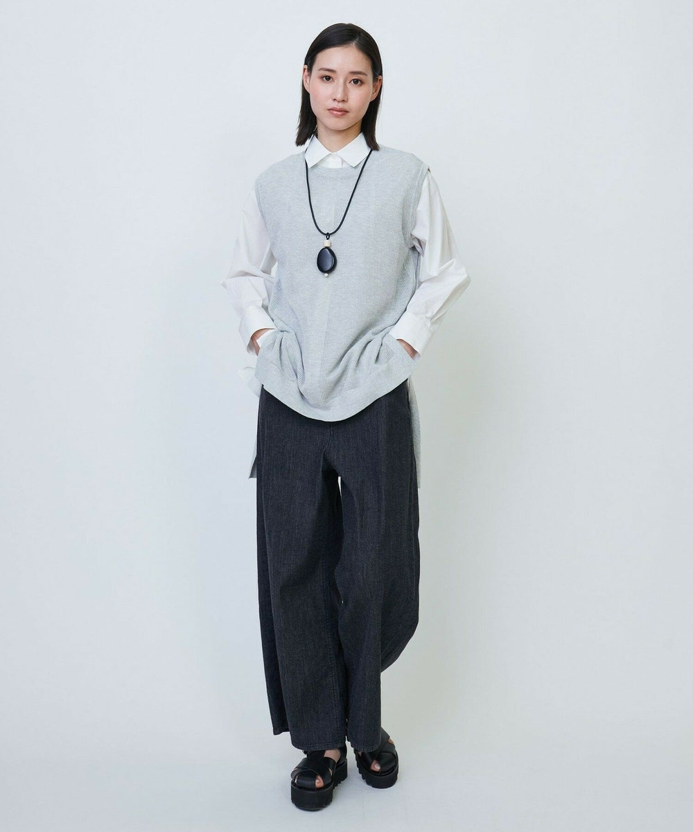 L'EQUIPE ワッシャーコットン＆ナチュラルストライプシャツ ホワイト