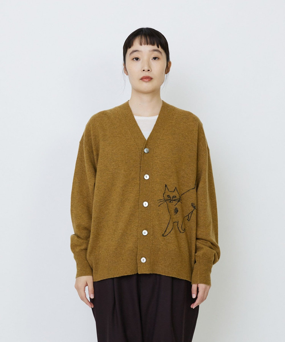 LOISIR 【EC限定・アーティストコラボ】LOISIR×TORANEKOBONBONインターシャニットカーディガン マスタード
