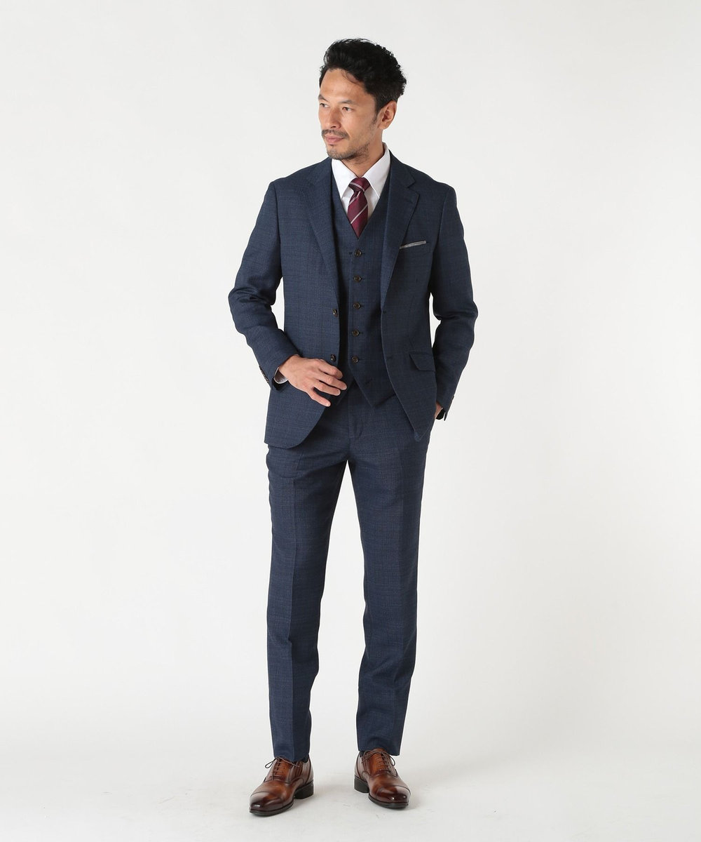 MEN'S BIGI ミックスヤーン/ポップサックリバーシブルベスト ネイビー