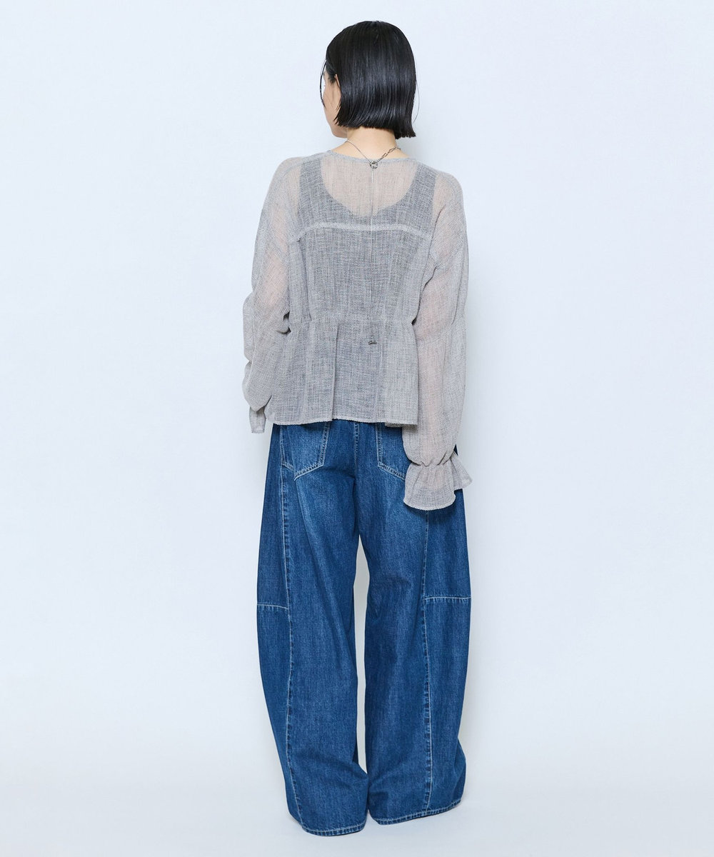 feerique feerique メランジカラミシャーリングブラウス グレー