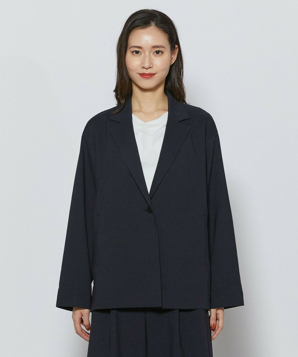 L'EQUIPE ［eclat 2026年5月号掲載商品］クリスピーリネンストレッチジャケット ネイビー