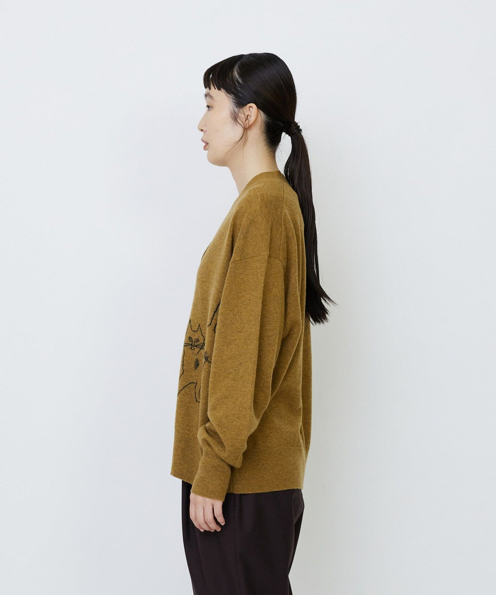 LOISIR 【EC限定・アーティストコラボ】LOISIR×TORANEKOBONBONインターシャニットカーディガン マスタード