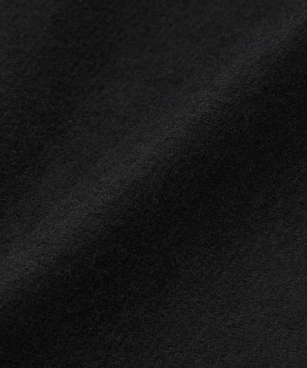 endalence Sメルトンダブルブレスト袖リブハーフコート ブラック