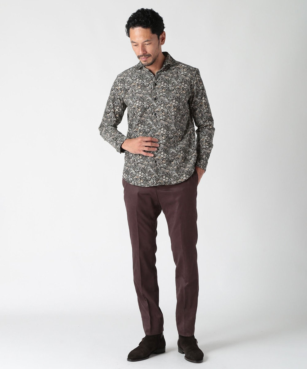 MEN'S BIGI Liberty コーデュロイフラワープリントシャツ ブラック