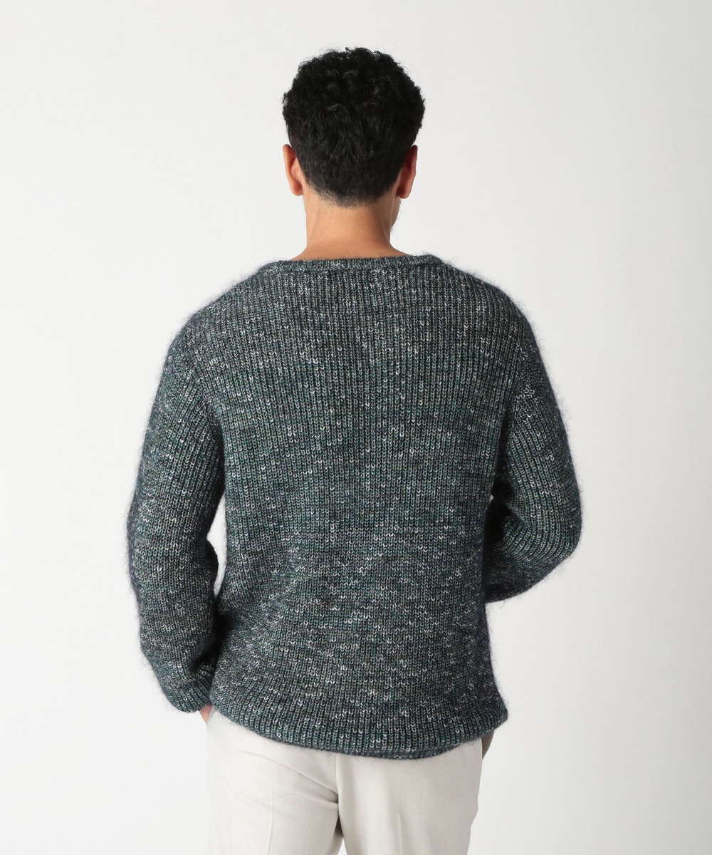 MEN'S BIGI キッドモヘアクルーネックニット グリーン