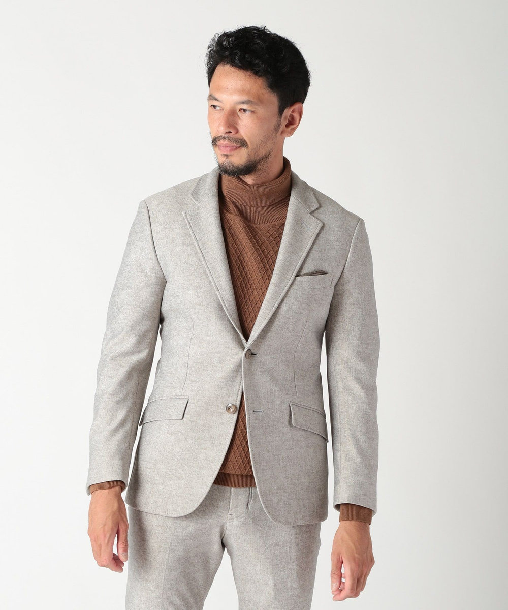 MEN'S BIGI 【ACTIVE TAILOR】ヒートパフォーマーツイード調プリントジャケット（セットアップ対応） ライトグレー