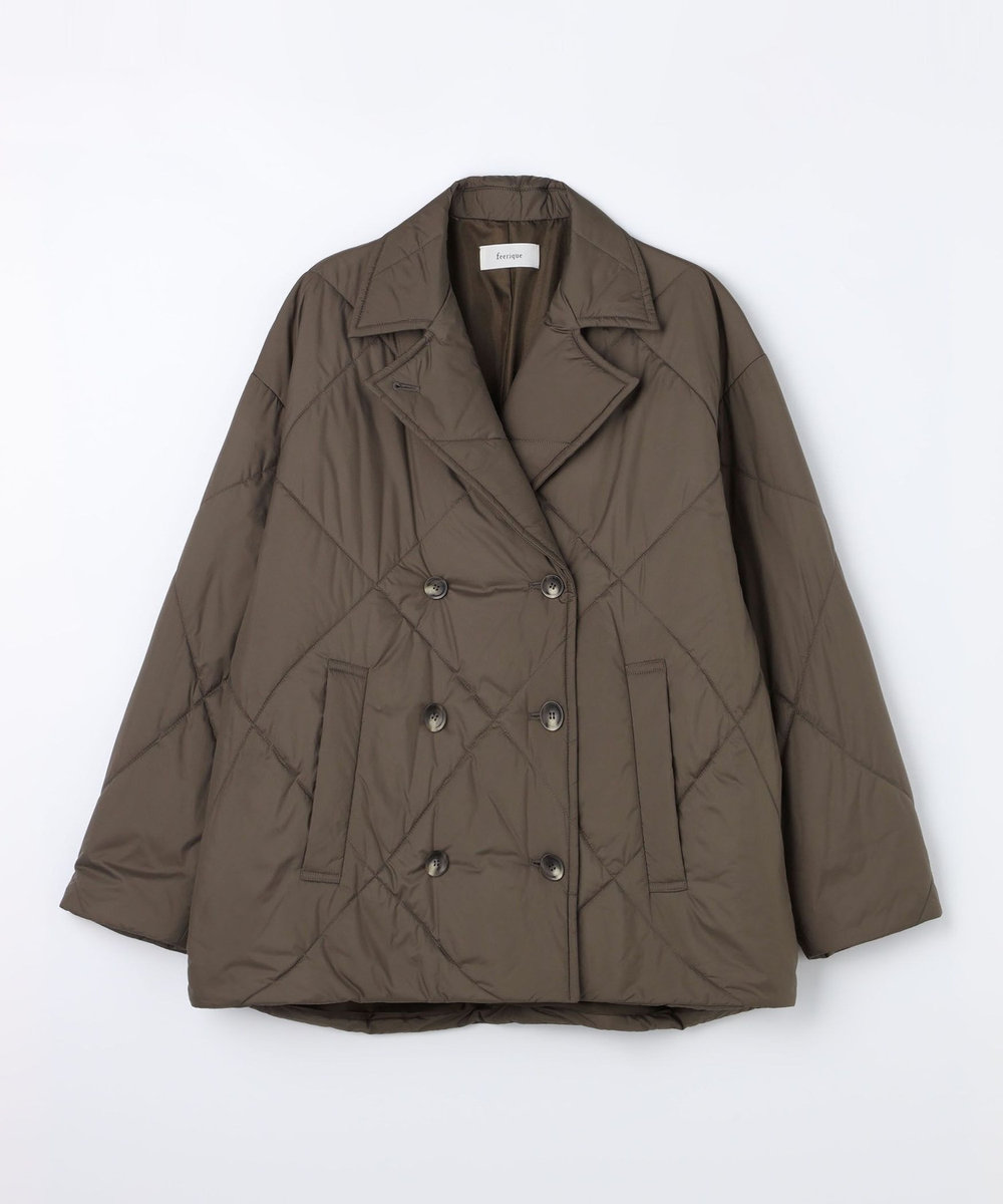 feerique Lサイズ（大きいサイズ） 【大きいサイズ】feerique ポリエステルキルティングピーコート モカ