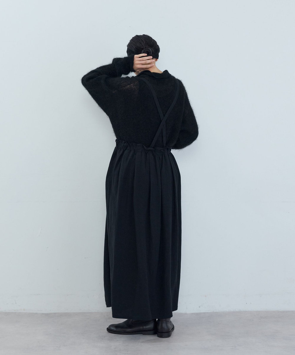 ADIEU TRISTESSE 麻レーヨンサスペンダースカート ブラック