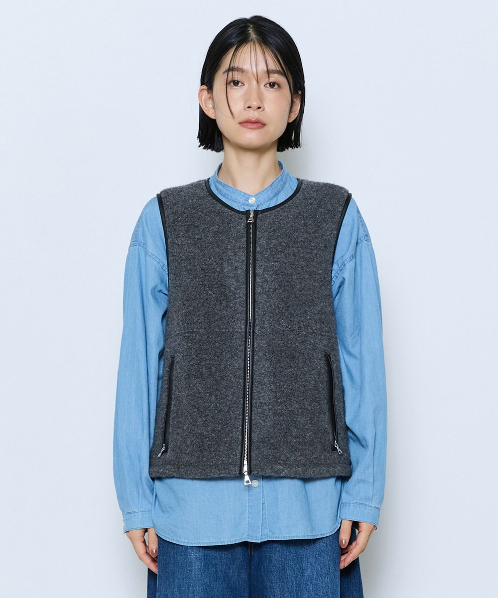 feerique feerique ウールボアベスト グレー