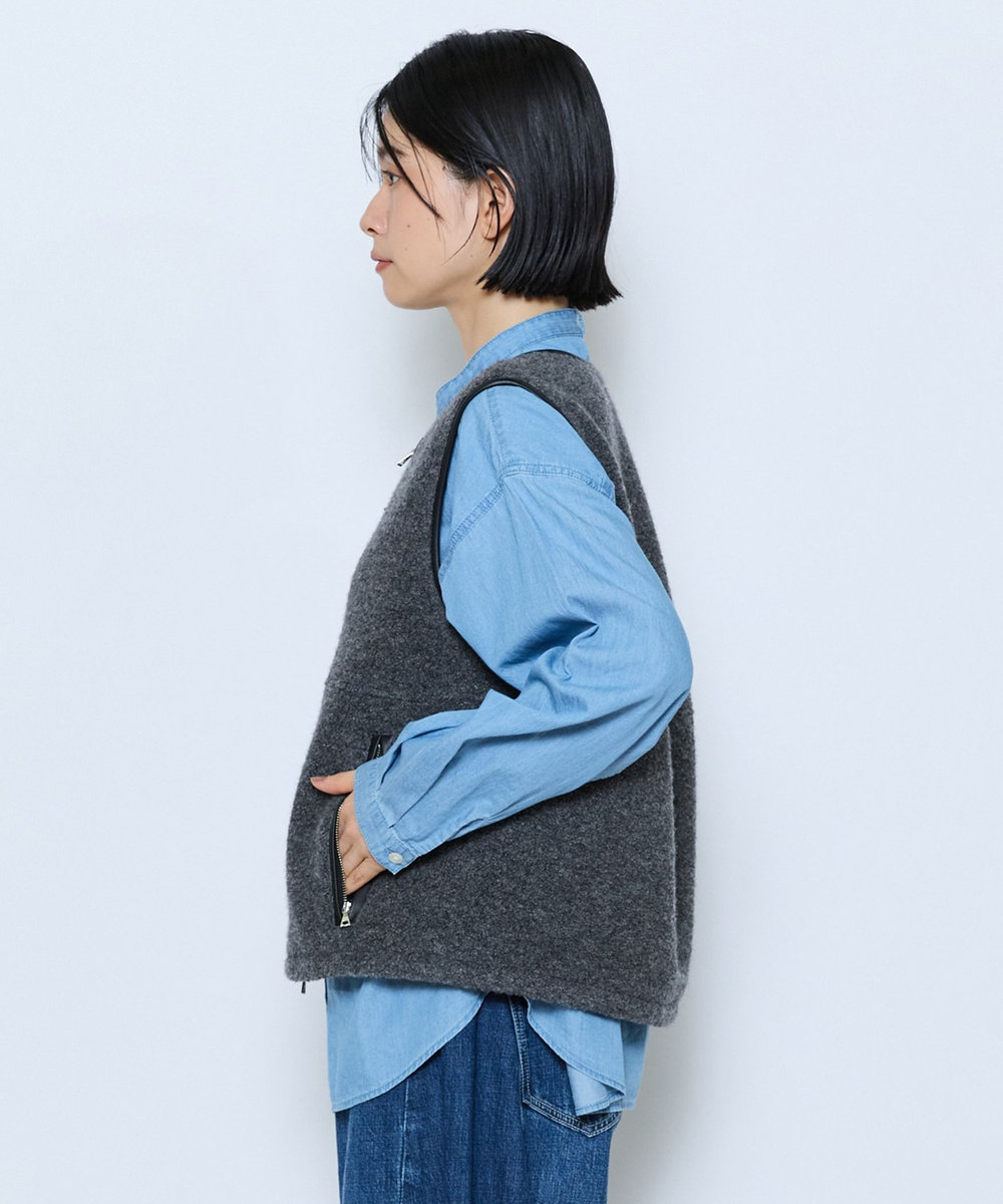 feerique feerique ウールボアベスト グレー