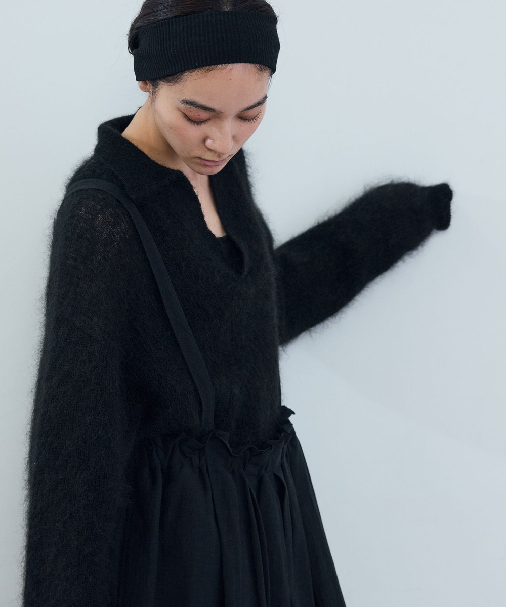 ADIEU TRISTESSE 麻レーヨンサスペンダースカート ブラック