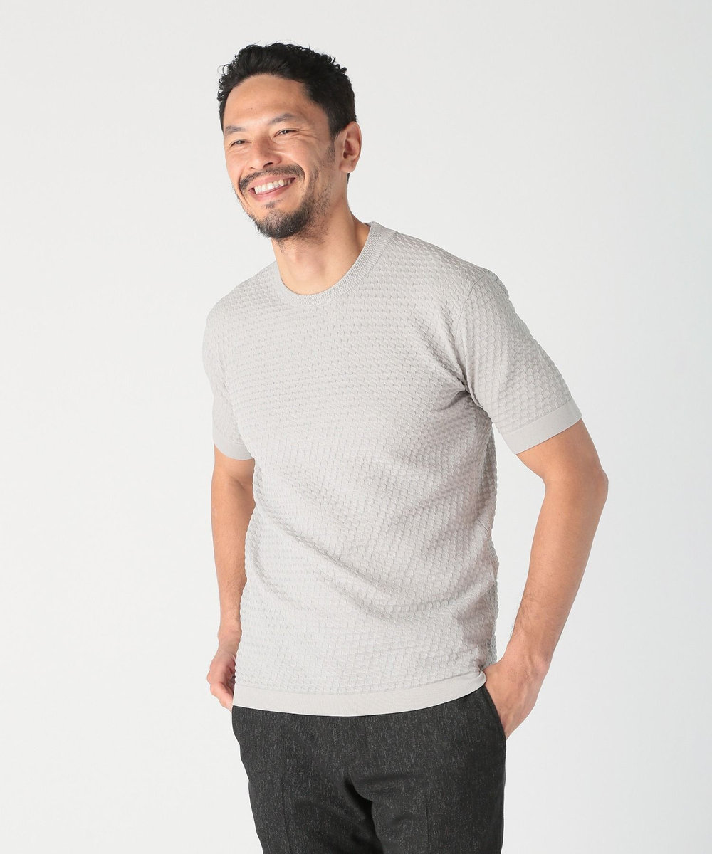 MEN'S BIGI ブリスターニットジャカードカットソー グレー