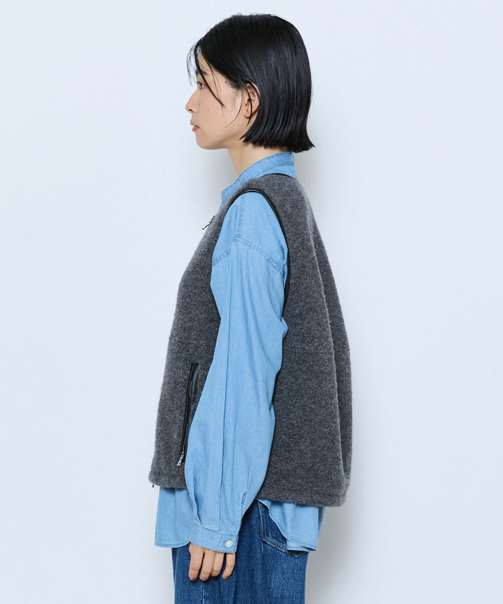 feerique feerique ウールボアベスト グレー