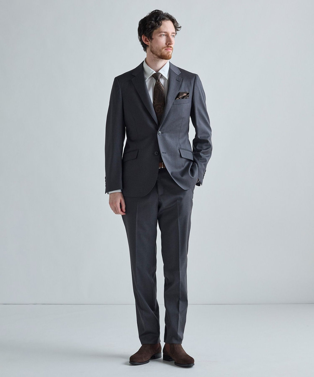 MEN'S BIGI シャドーペイズリー柄 シルクチーフ ベージュ