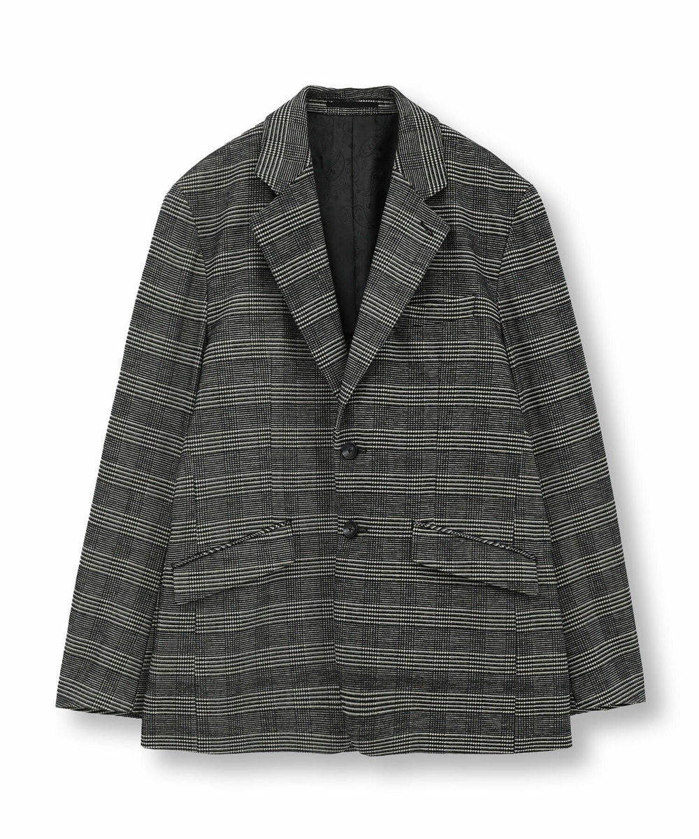 MEN'S BIGI グレンチェックモール テーラードジャケット ブラック
