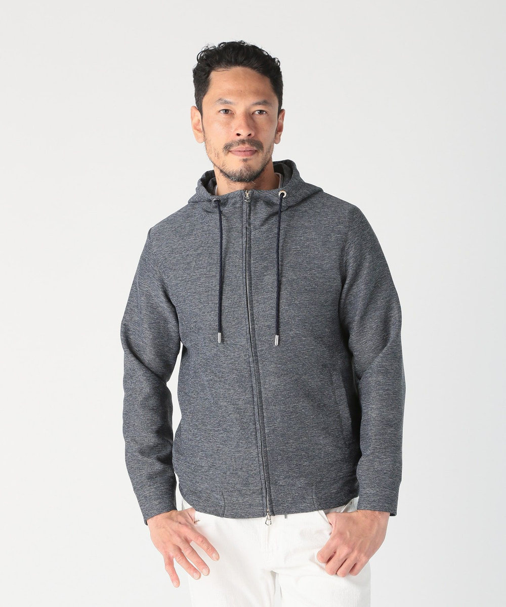 MEN'S BIGI カラミストレッチフードパーカー ネイビー