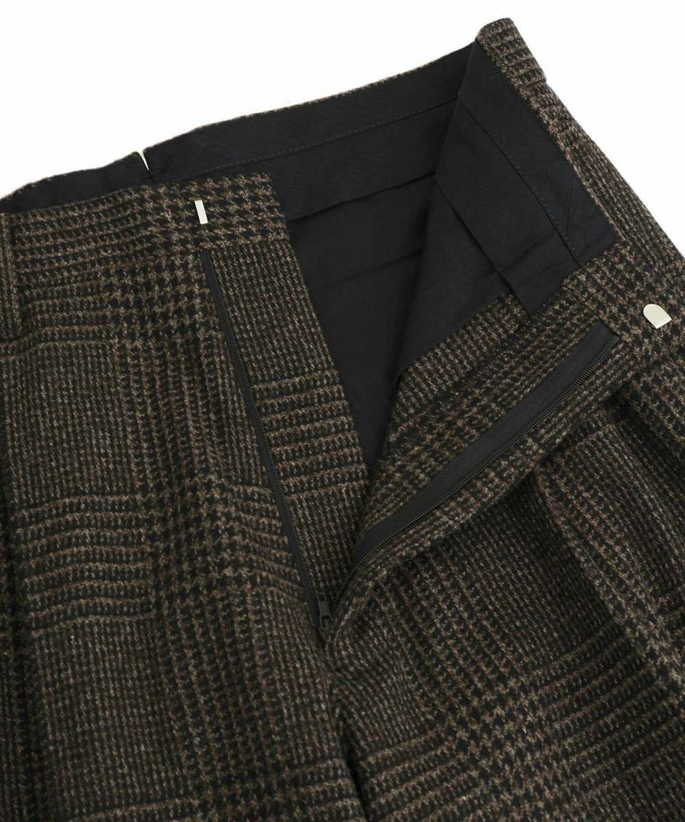 MEN'S BIGI ウールグレンチェック ワイドパンツ ブラウン