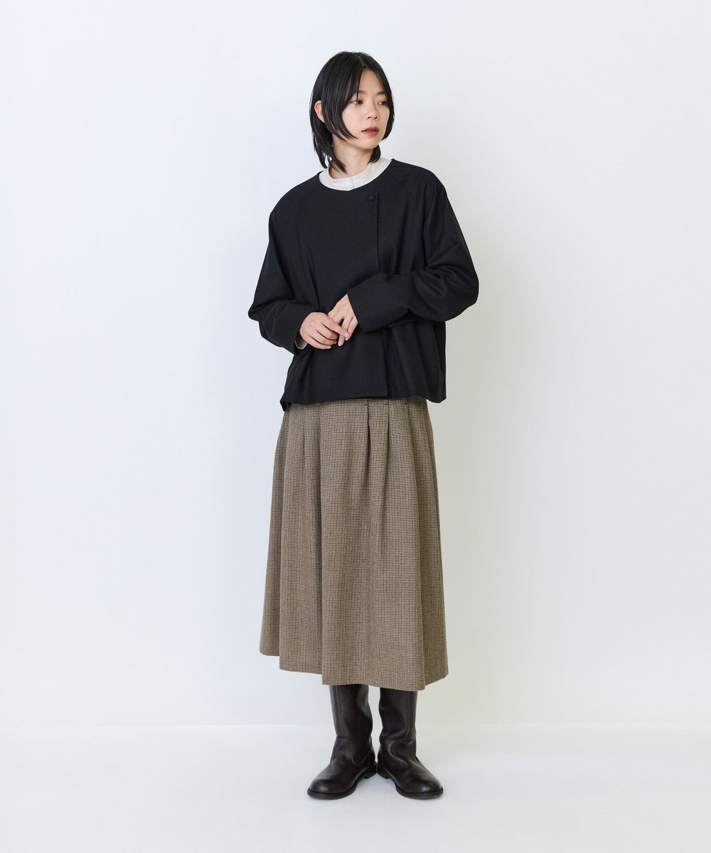 LOISIR ウールフラノベルテッドジャケット ブラック