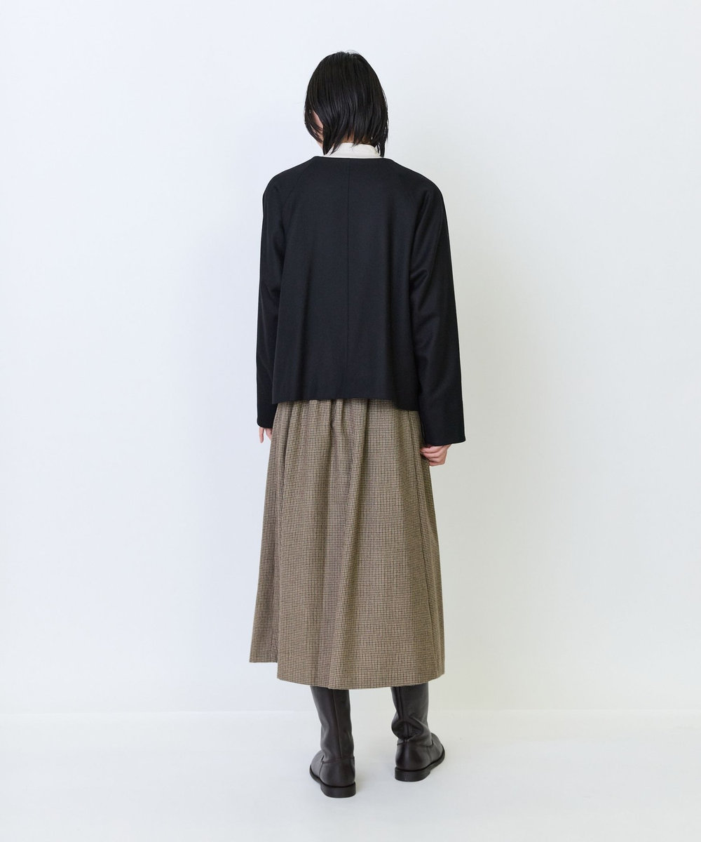 LOISIR ウールフラノベルテッドジャケット ブラック