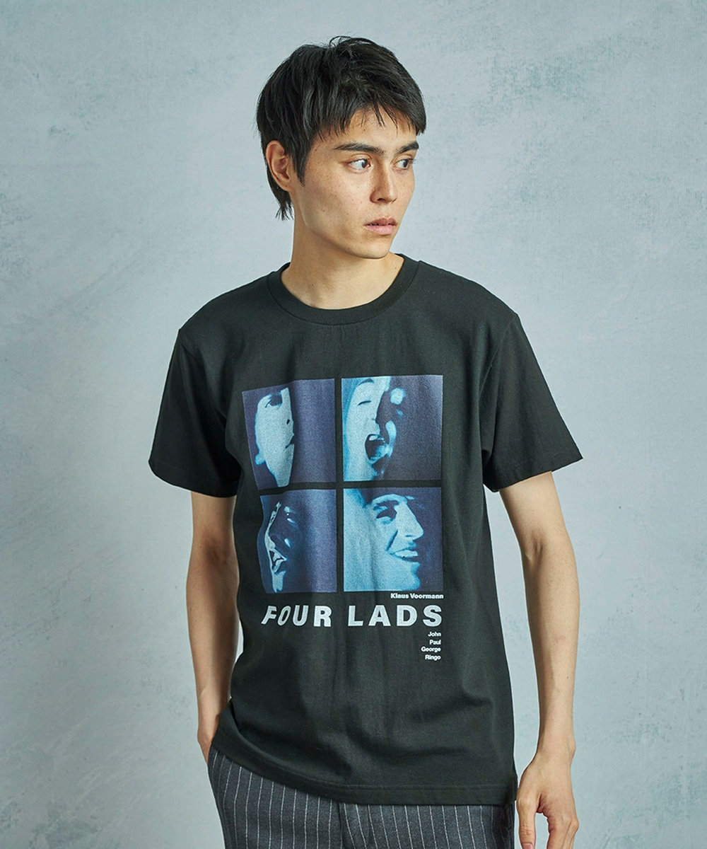 MEN'S BIGI 【THE CULTURE CODE x Klaus Voormann x MEN'S BIGI 】別注プリントT＜Four Lads＞ ブラック