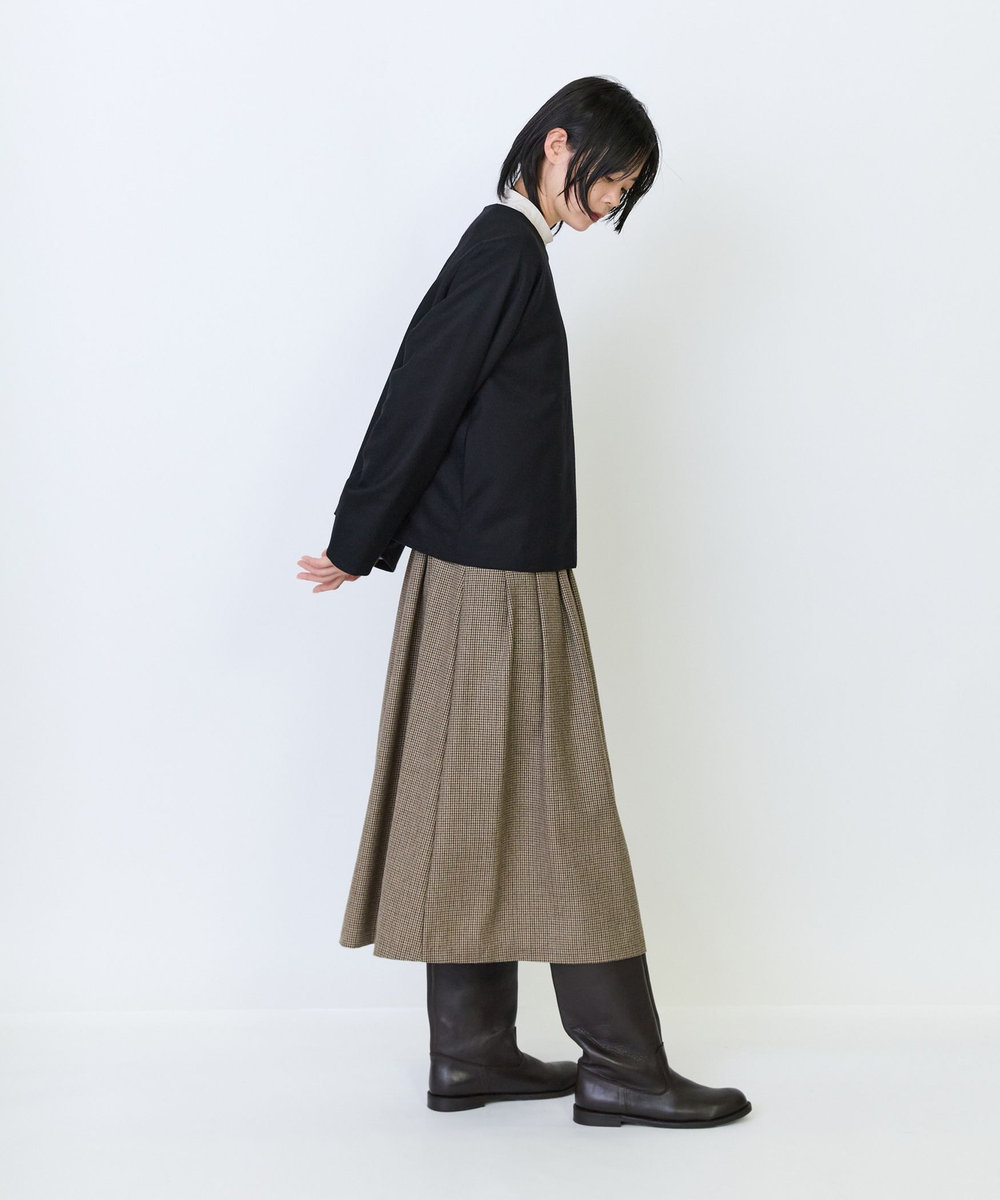 LOISIR ウールフラノベルテッドジャケット ブラック