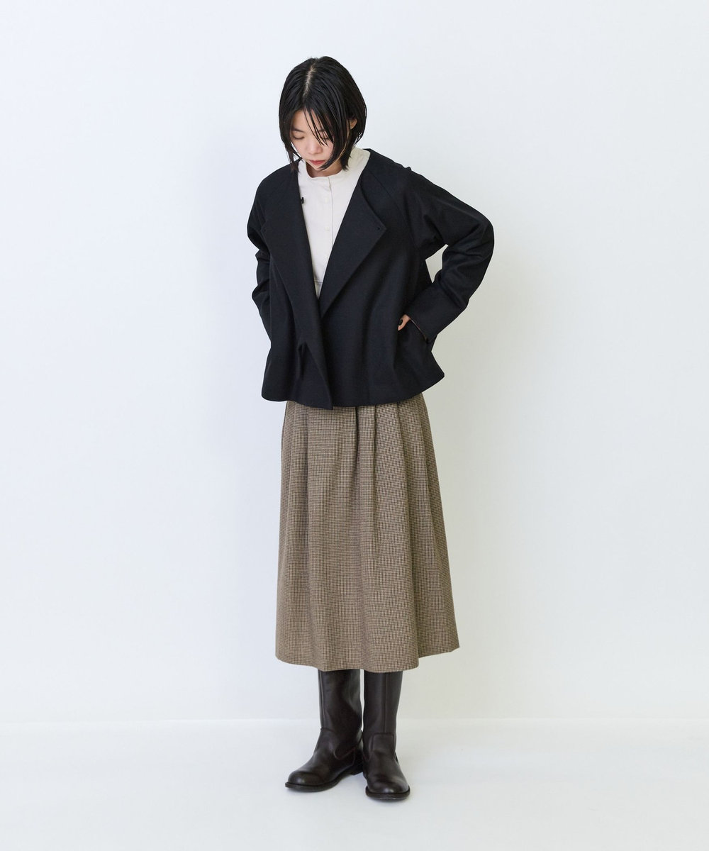 LOISIR ウールフラノベルテッドジャケット ブラック