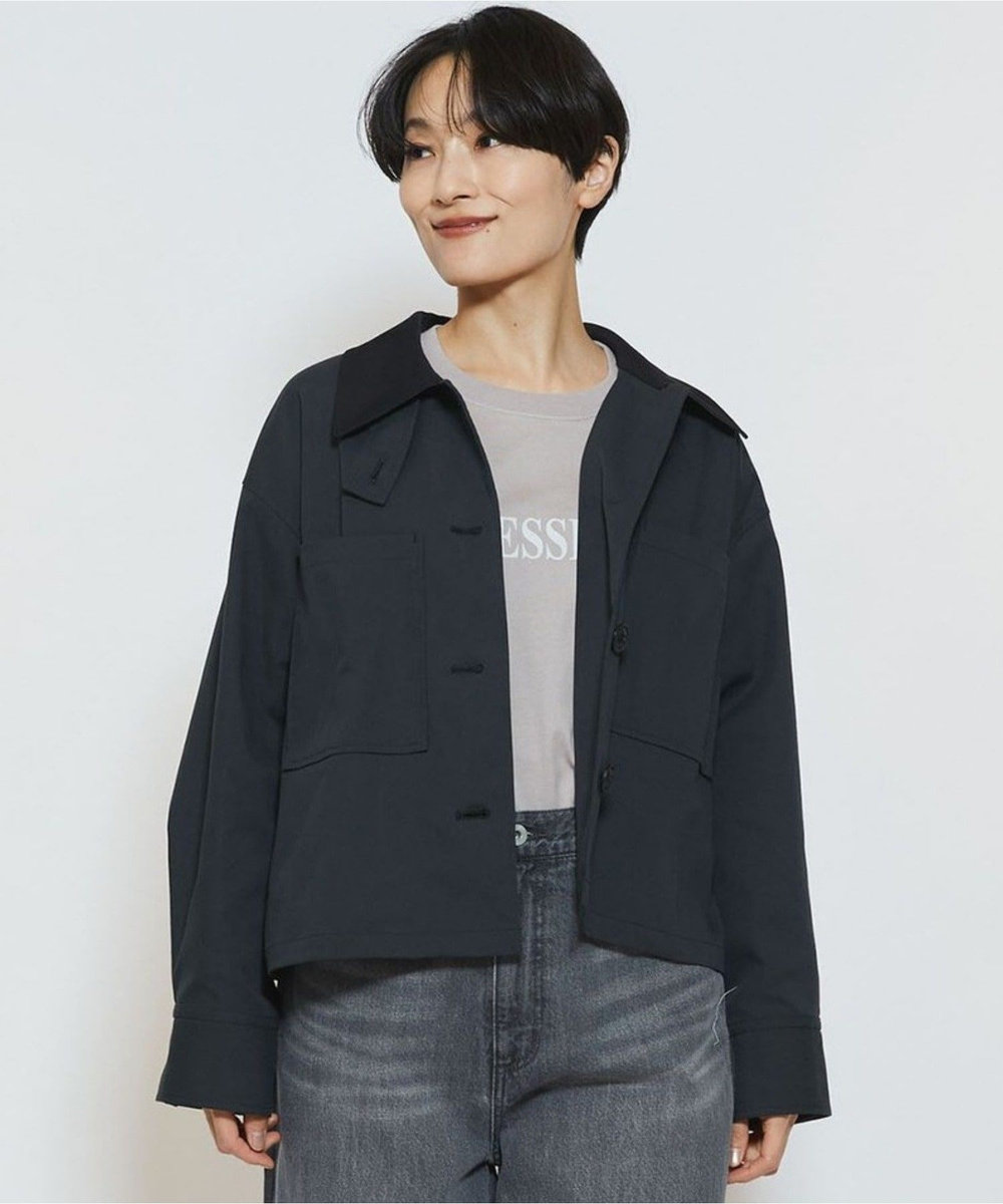 feerique feerique ポリエステルツイルワイドクロップドジャケット［セットアップ可能］ チャコールグレー