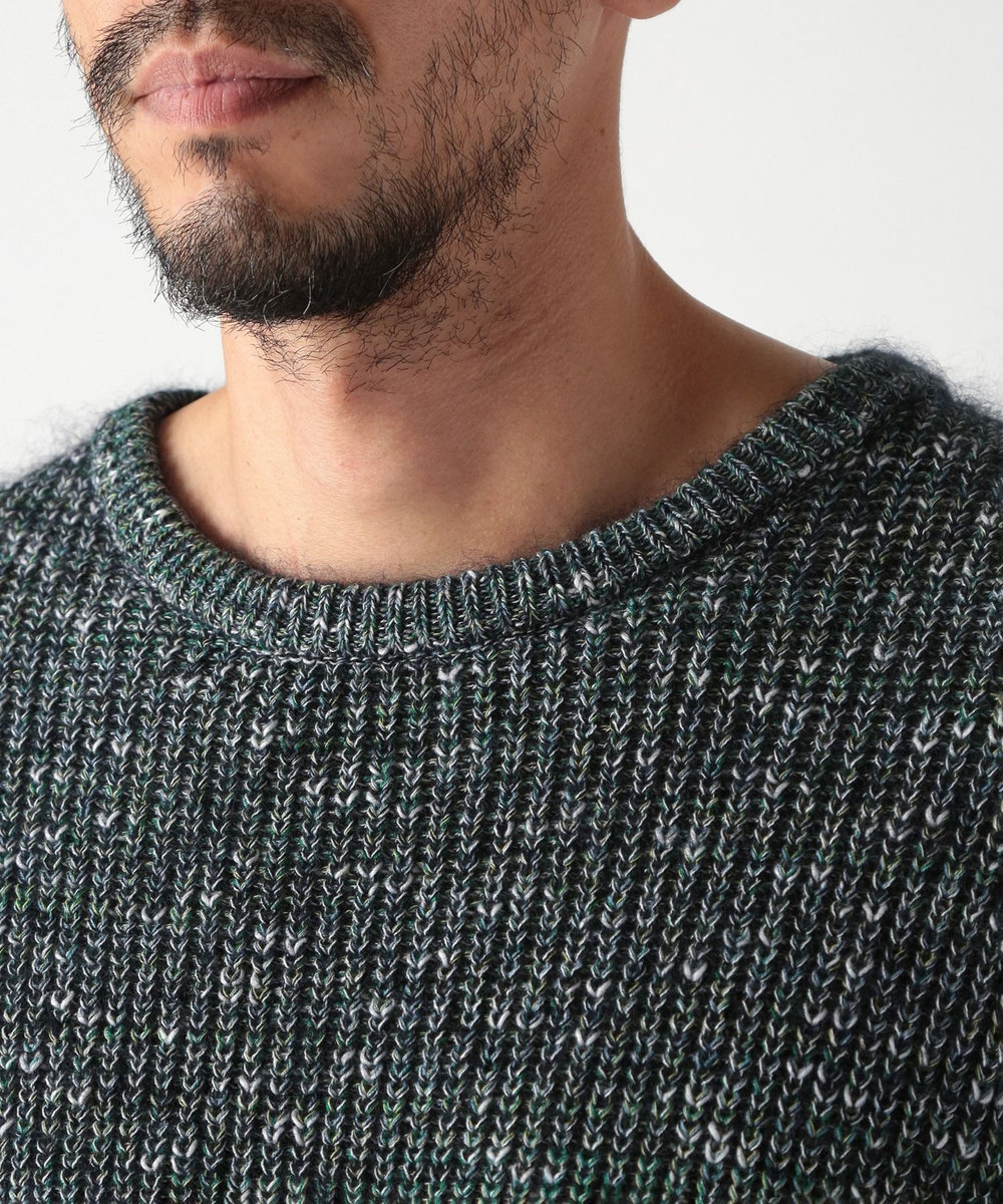 MEN'S BIGI キッドモヘアクルーネックニット グリーン