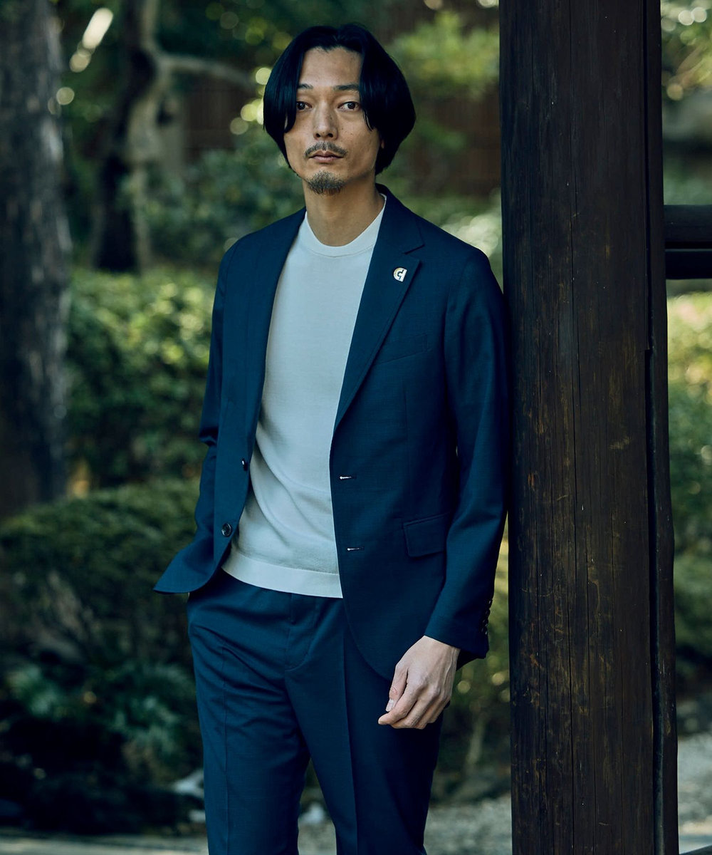 MEN'S BIGI 【COLE HAAN/コール ハーン】別注 サマーサイロフィルウールピンチェックジャケット＜通気性＞ ネイビー