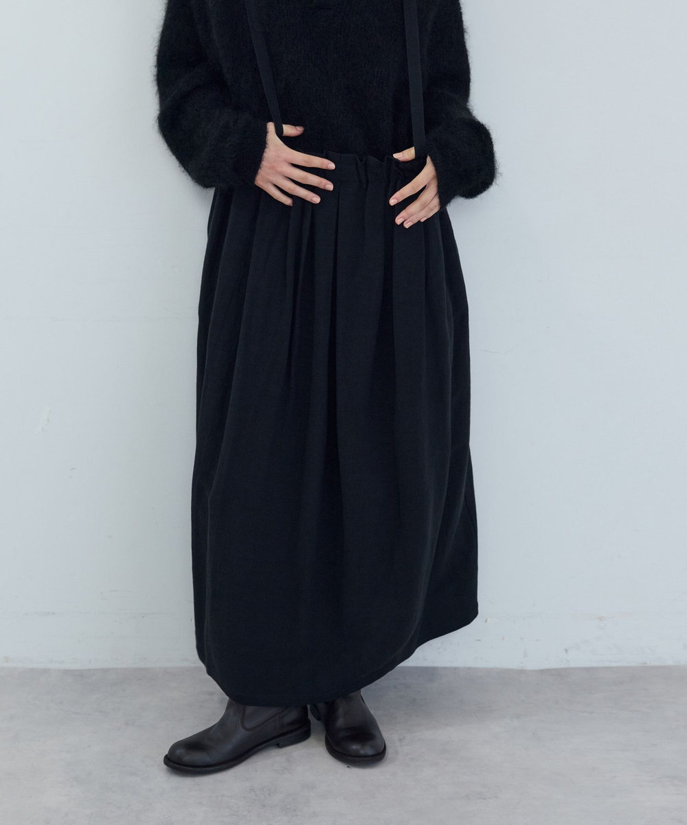 ADIEU TRISTESSE 麻レーヨンサスペンダースカート ブラック