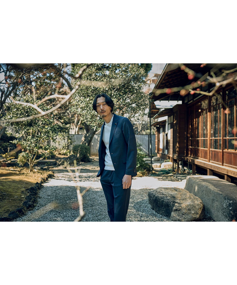 MEN'S BIGI 【COLE HAAN/コール ハーン】別注 サマーサイロフィルウールピンチェックジャケット＜通気性＞ ネイビー