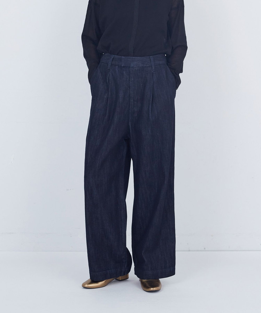 ADIEU TRISTESSE ワンタックデニムパンツ インディゴブルー