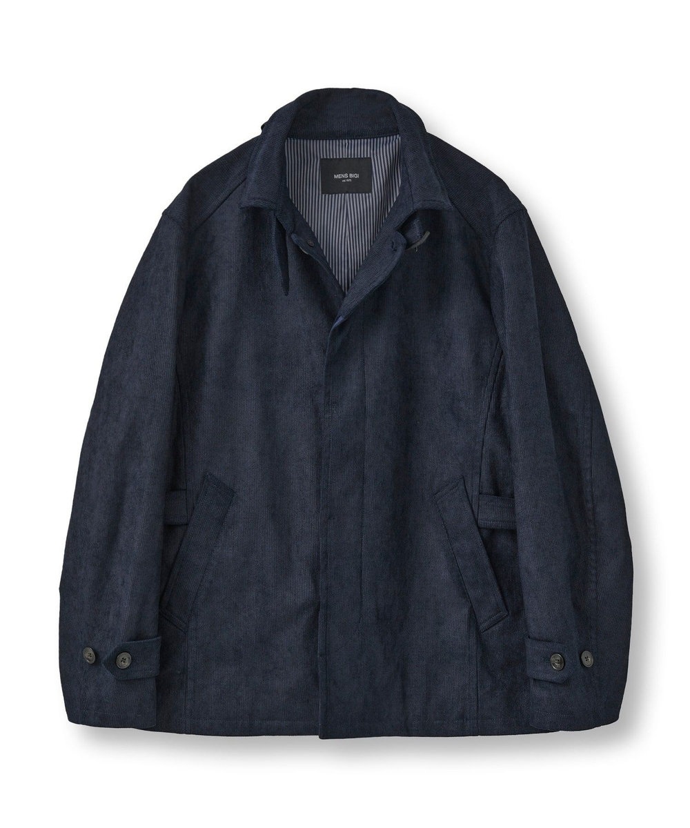 MEN'S BIGI ヘリンボーンプリント スタンドカラーブルゾン＜ストレッチ＞ ネイビー